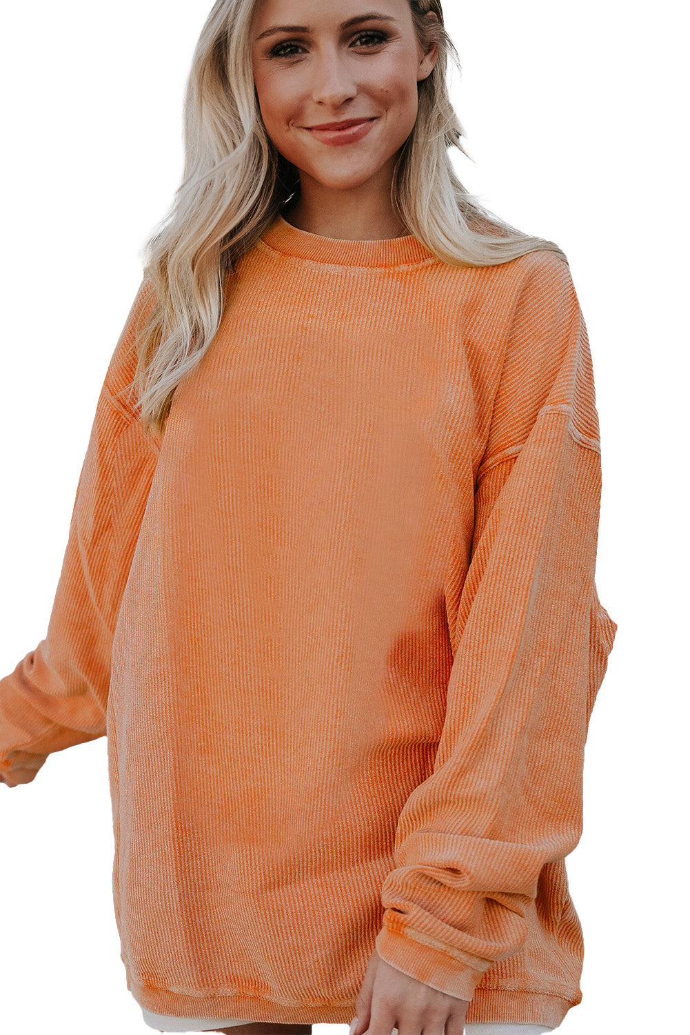 Grass Green Ribbed Corded Oversized Sweatshirt
