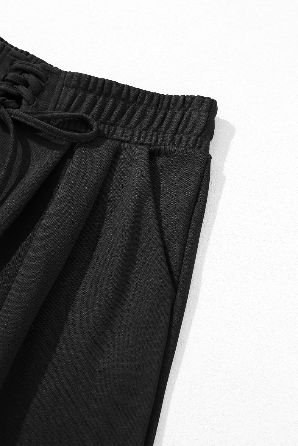 Burgundy Tied Elastic High Waist Pleated Detail Solid Sweatpants