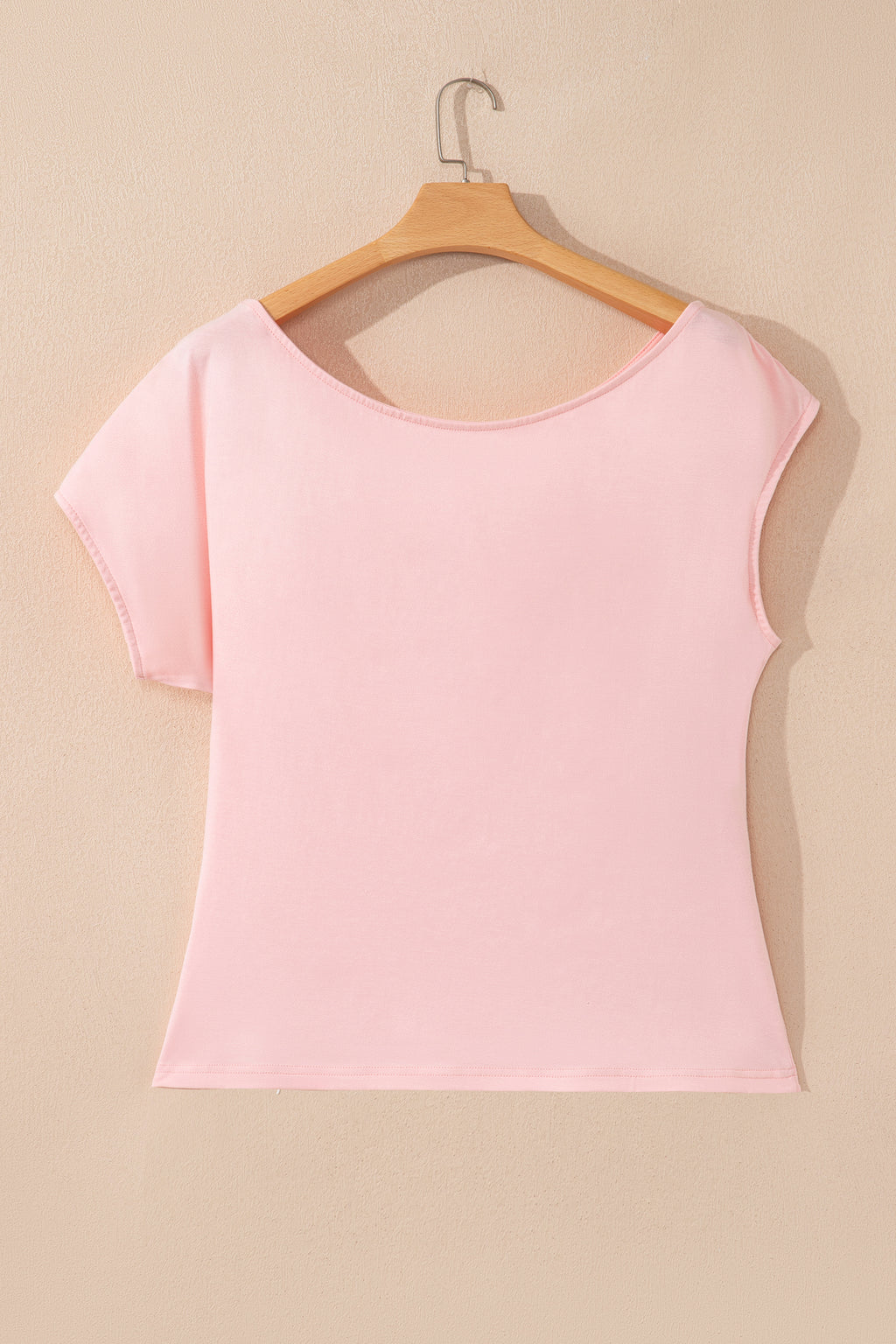 Coffee Plus Size Solid Color Asymmetric Neck Short Sleeve Blouse