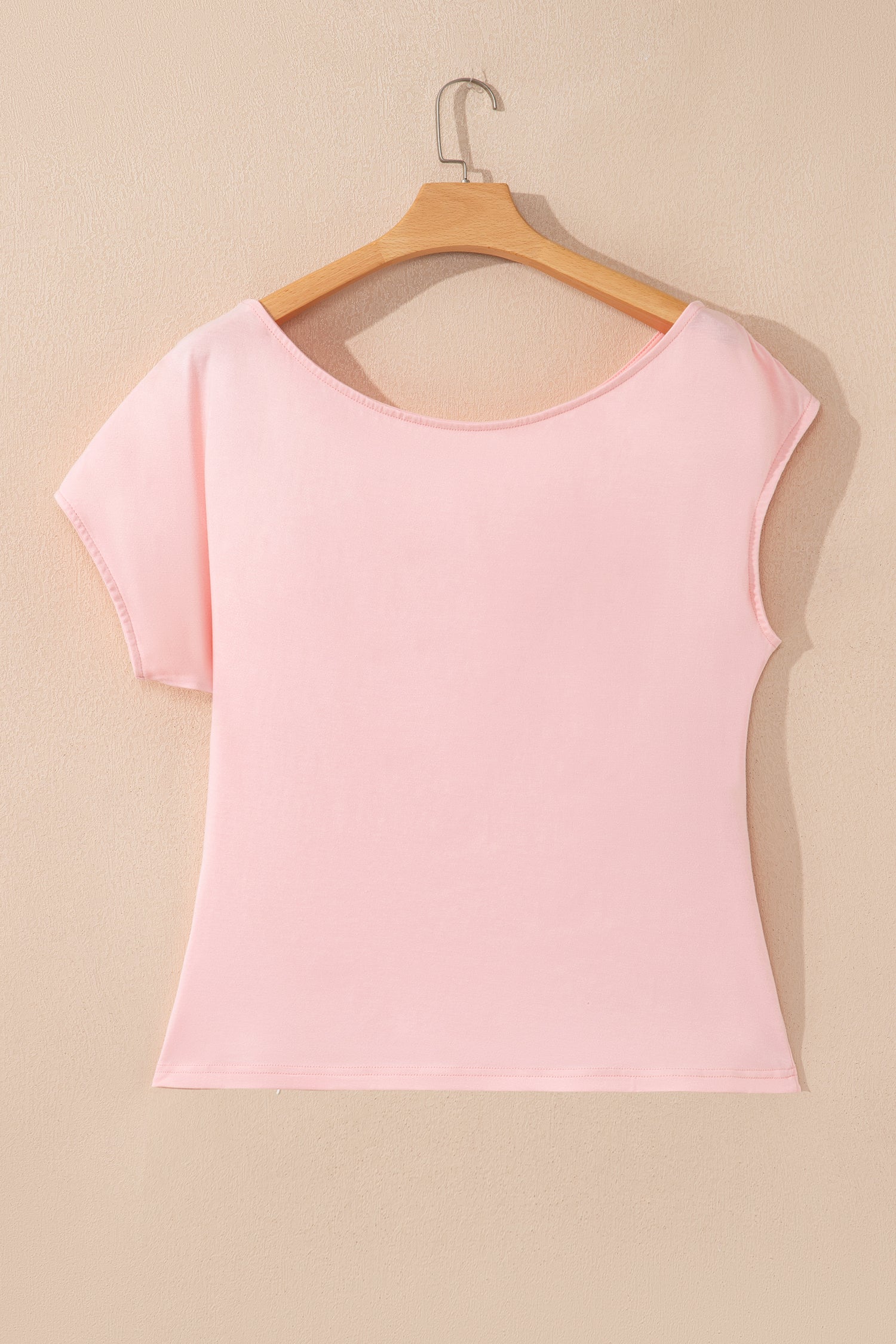 Coffee Plus Size Solid Color Asymmetric Neck Short Sleeve Blouse