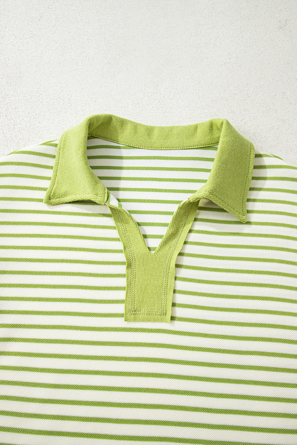 Pink Stripe Collared V Neck Drop Shoulder Pullover and Skort 2pcs Outfit