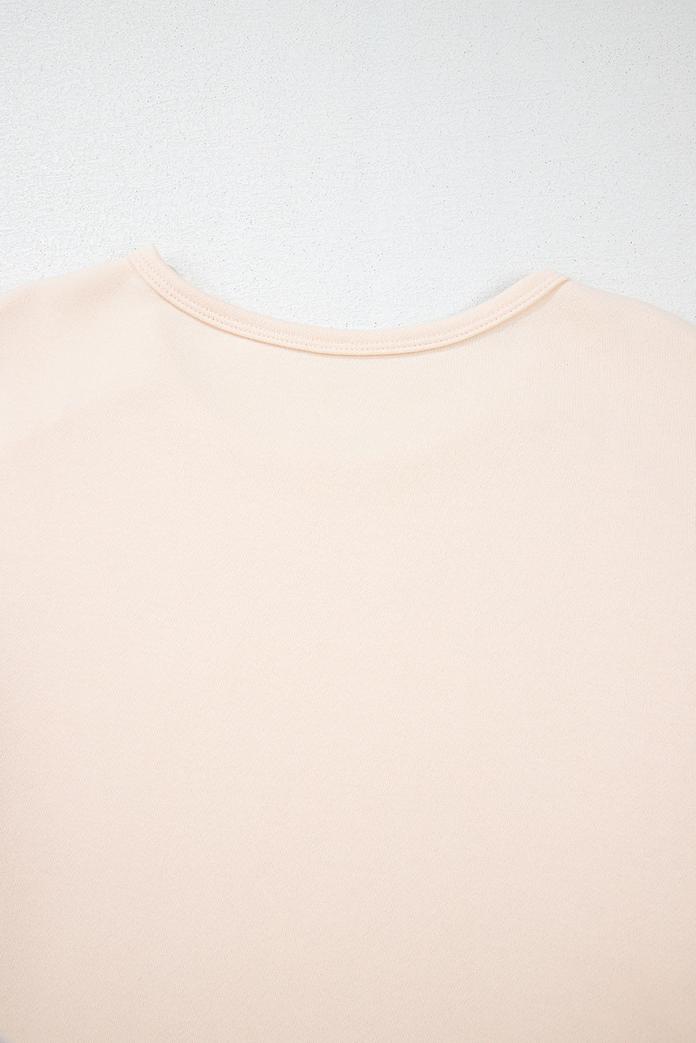Beige Flower Patch Graphic Exposed Seam Wide Sleeve Top