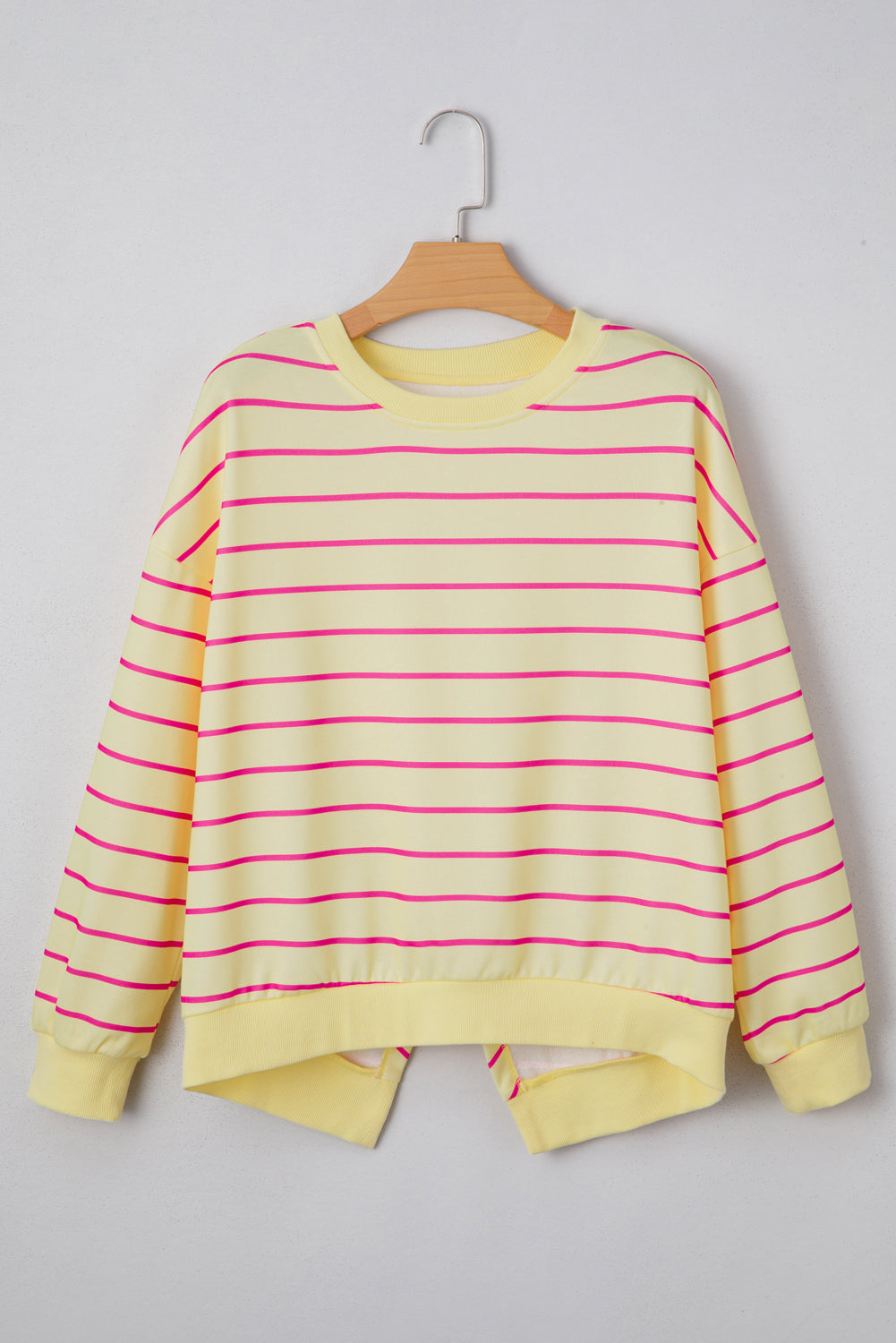 Blue Stripe Stylish Overlap Detail Drop Shoulder Pullover Sweatshirt