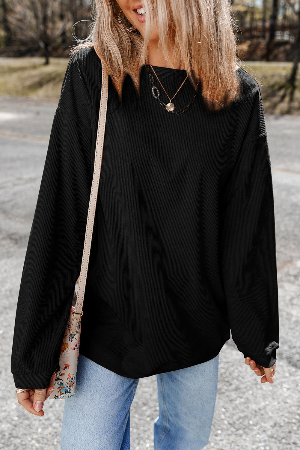 Grass Green Ribbed Corded Oversized Sweatshirt