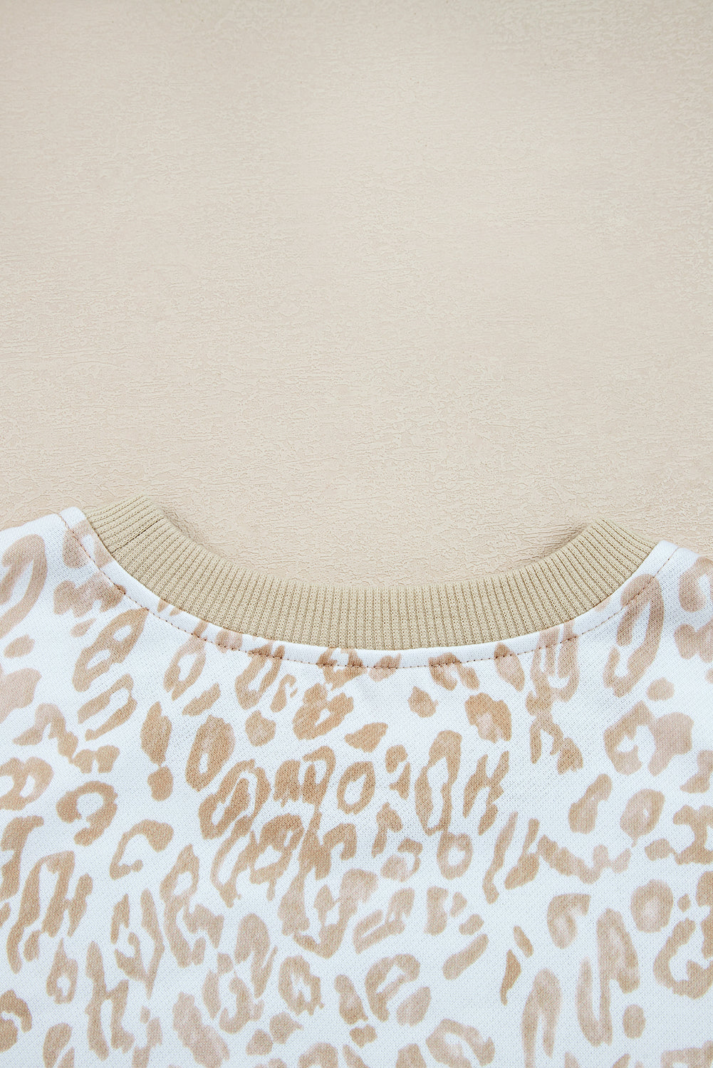 Khaki Plus Size Ruffled Arm Leopard Sweatshirt