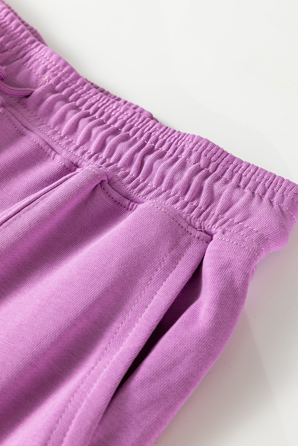 Light Pink Drawstring Elastic Waistband Solid Color Jogger Pants