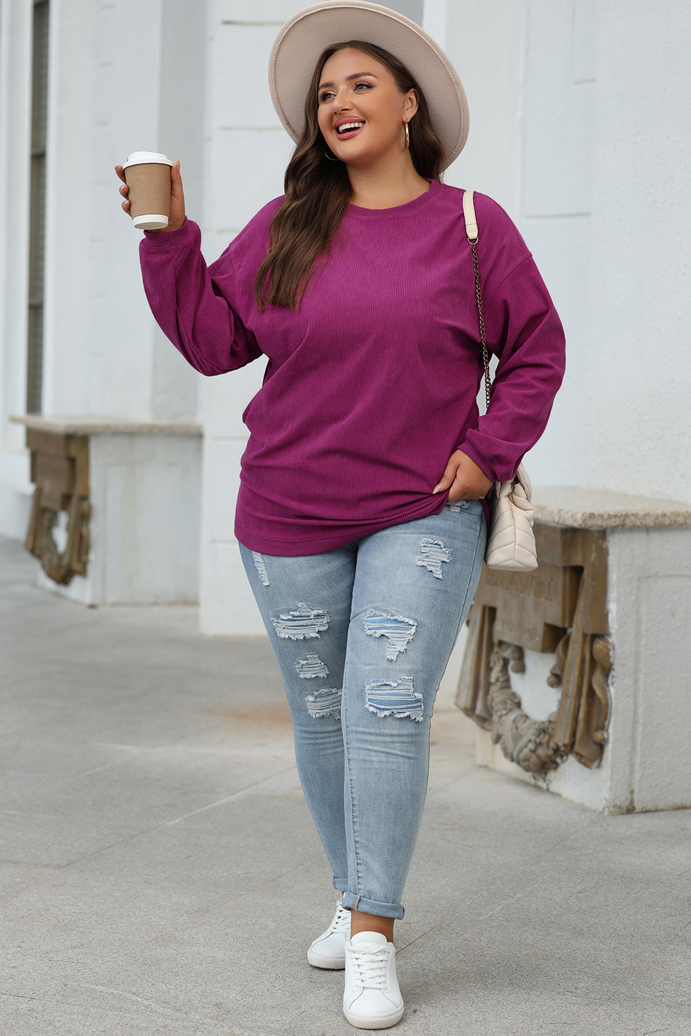 Grass Green Ribbed Corded Oversized Sweatshirt