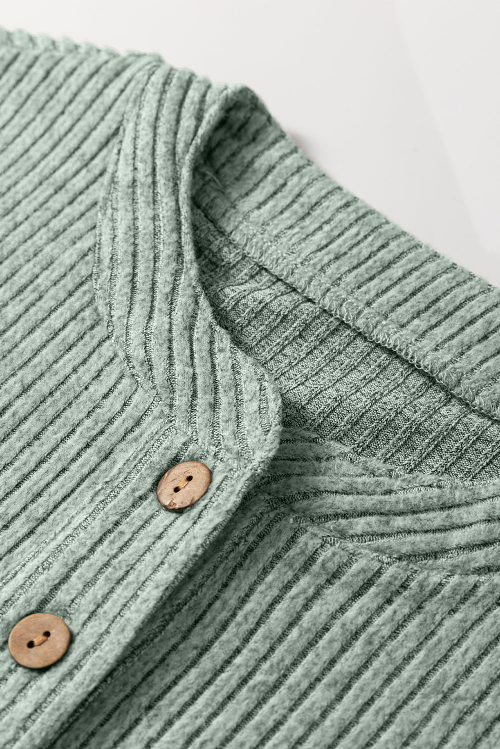 Simply Taupe Plus Size Ribbed Knit Kangaroo Pocket Henley Long Sleeve Top