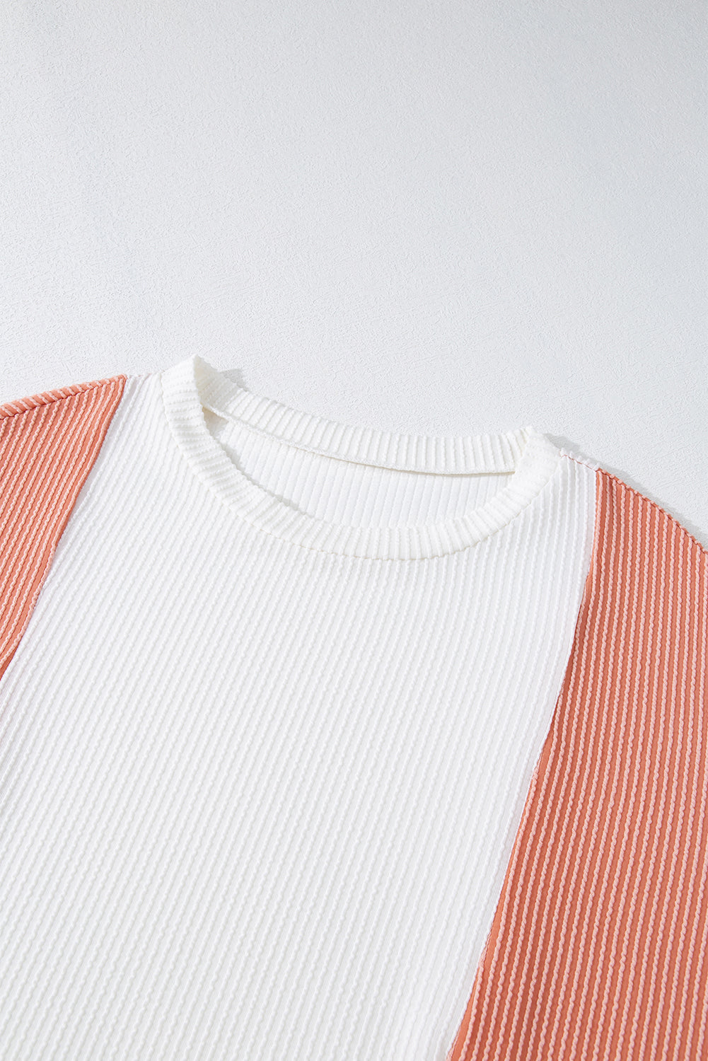 Pale Chestnut Color Block Corded Long Sleeve Top