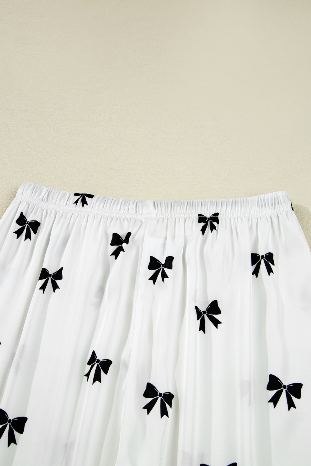 White Bows Print Two Piece Sleepwear
