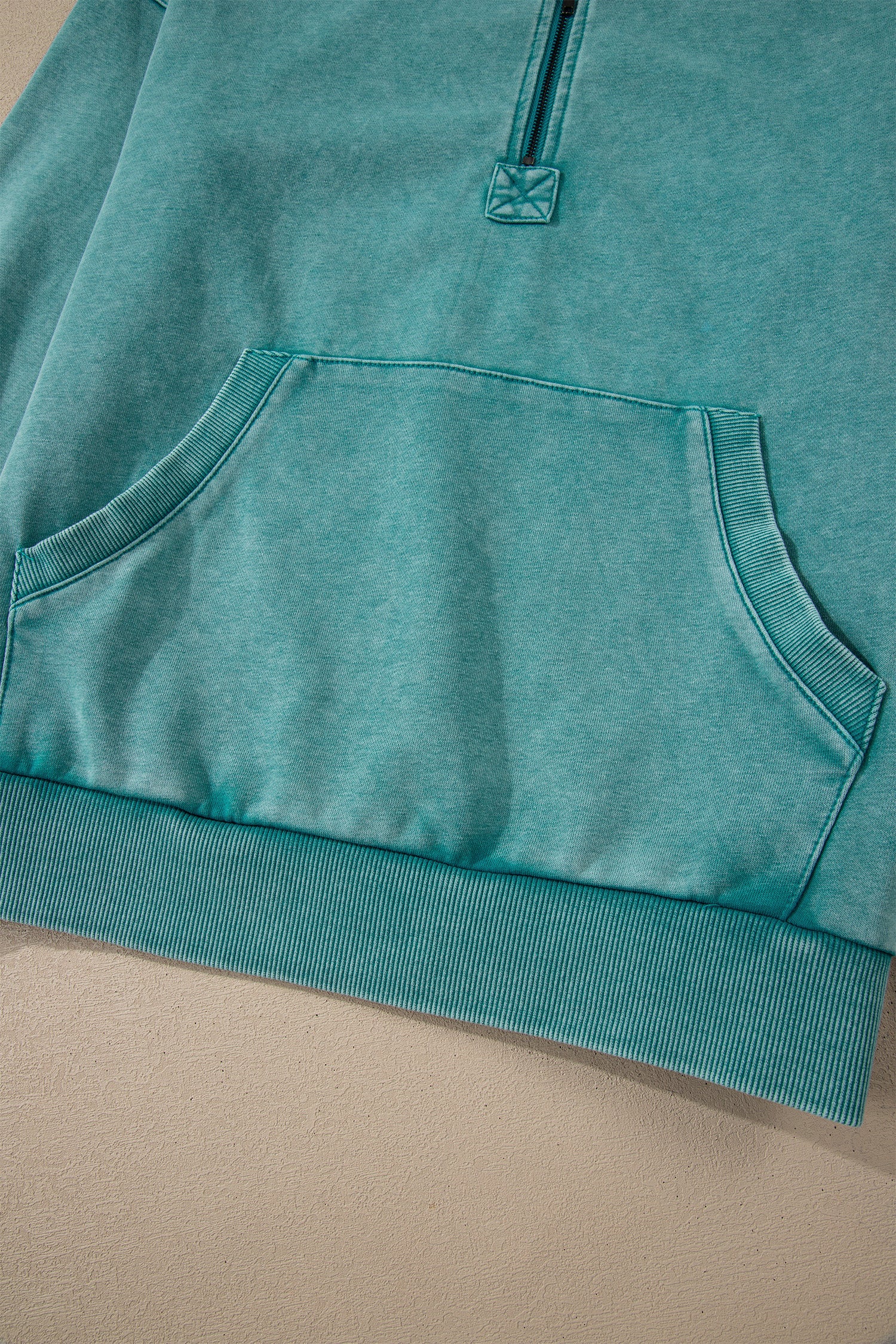 Canton Half Zip Kangaroo Pocket Mineral Wash Baggy Hoodie