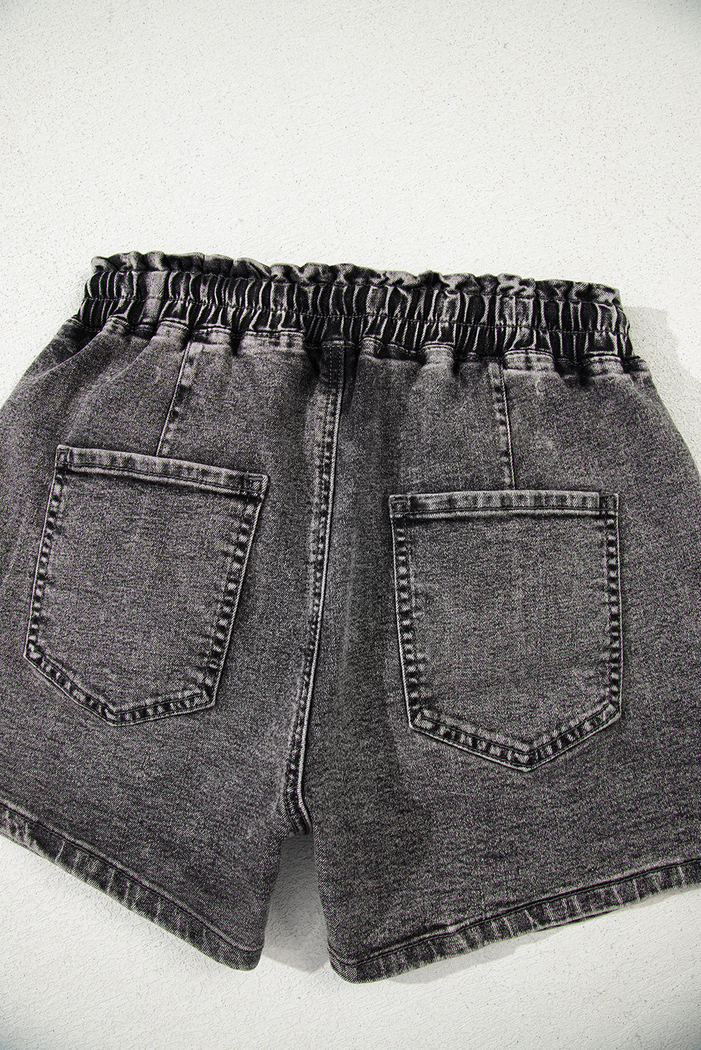 Ashleigh Blue Drawstring Elastic Waistband Casual Denim Shorts with Pockets