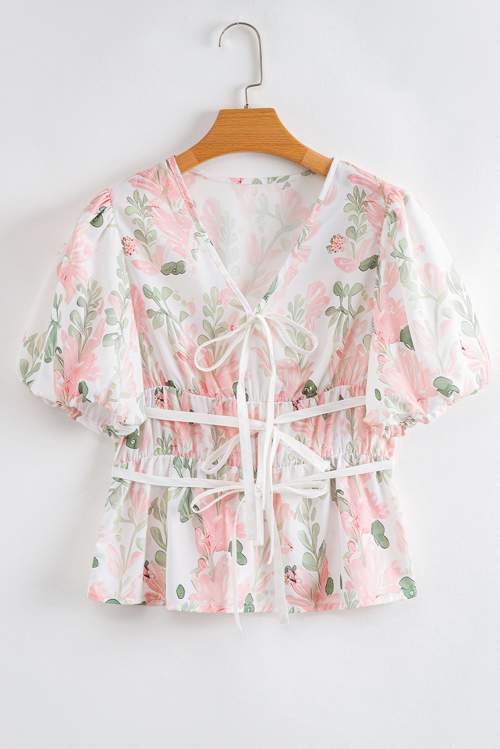 Pink Plus Size Floral Print Striped Detail Short Summer Dress