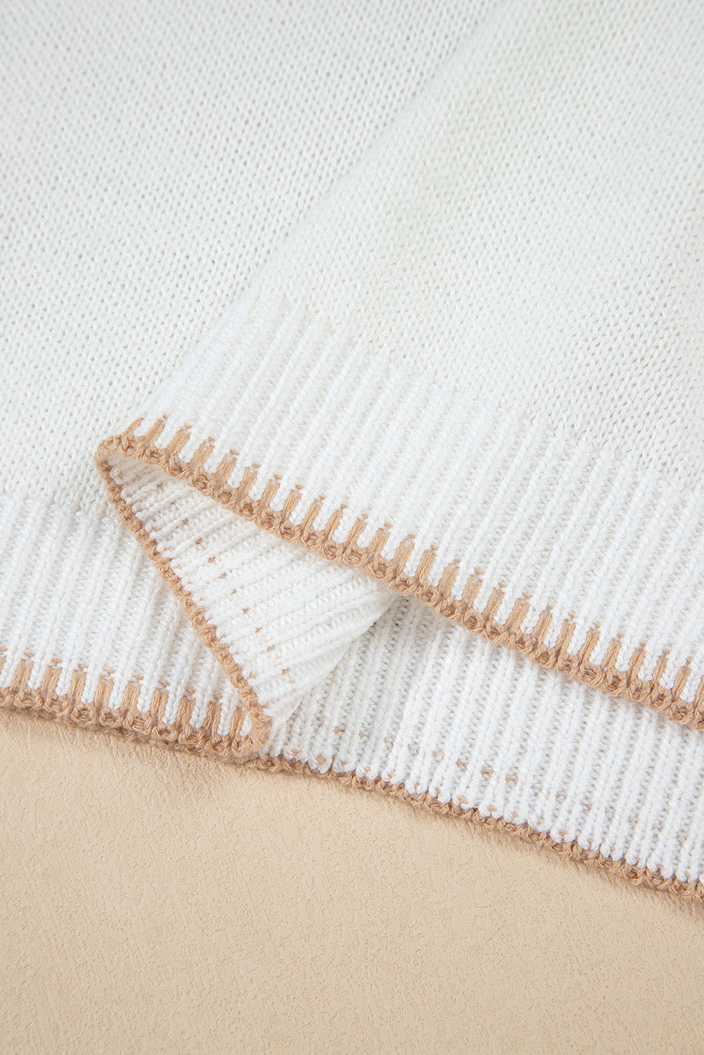 White Knitted YEEHAW Stitch Edge Crew Neck Sweater T Shirt