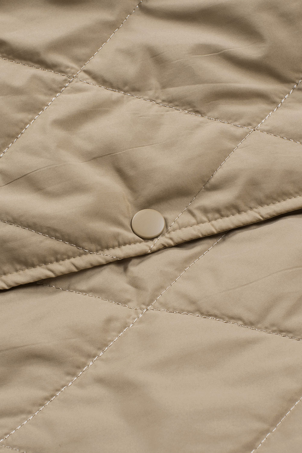 Green Quilted Snap Button Hooded Puffer Coat