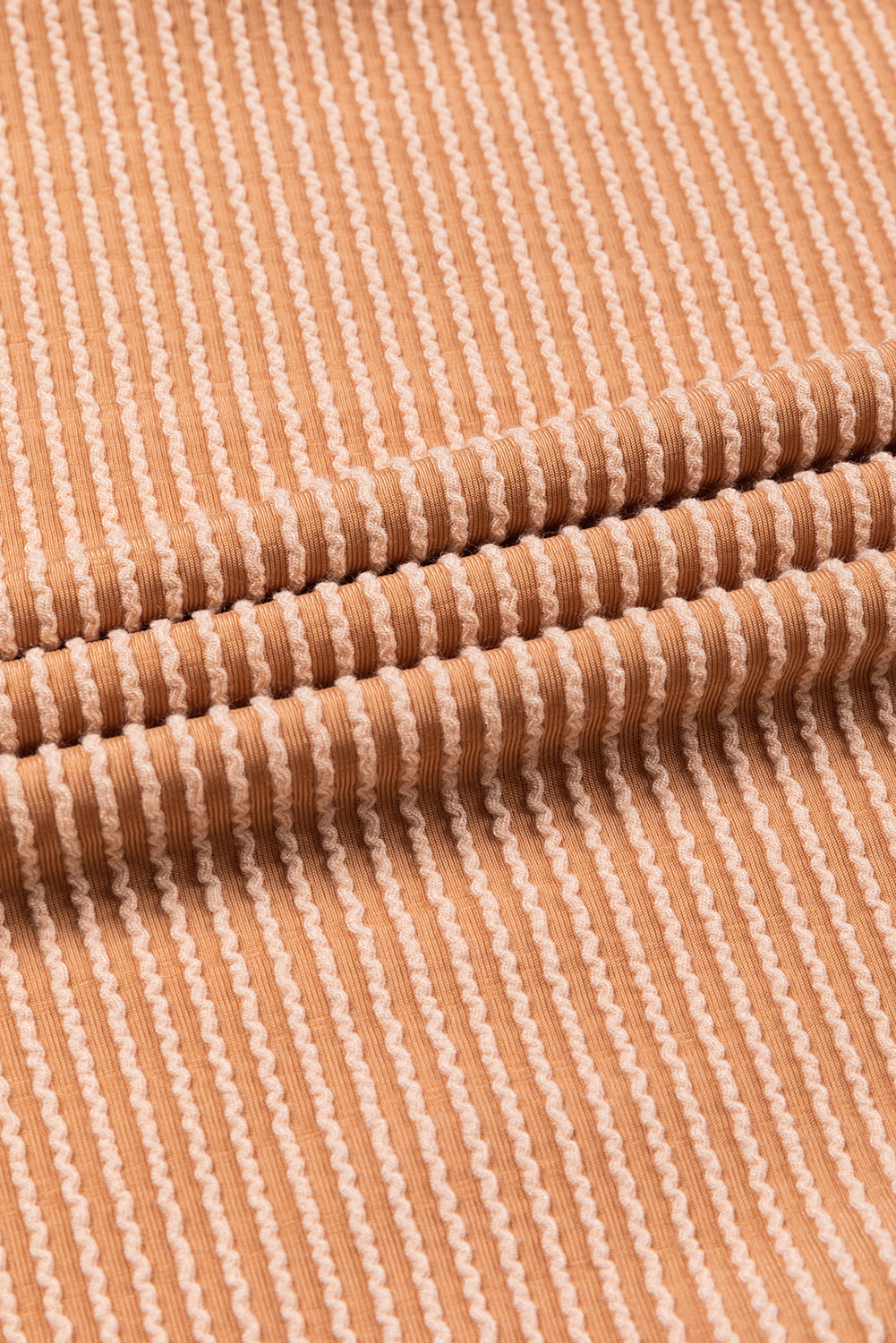 Pale Chestnut Color Block Corded Long Sleeve Top