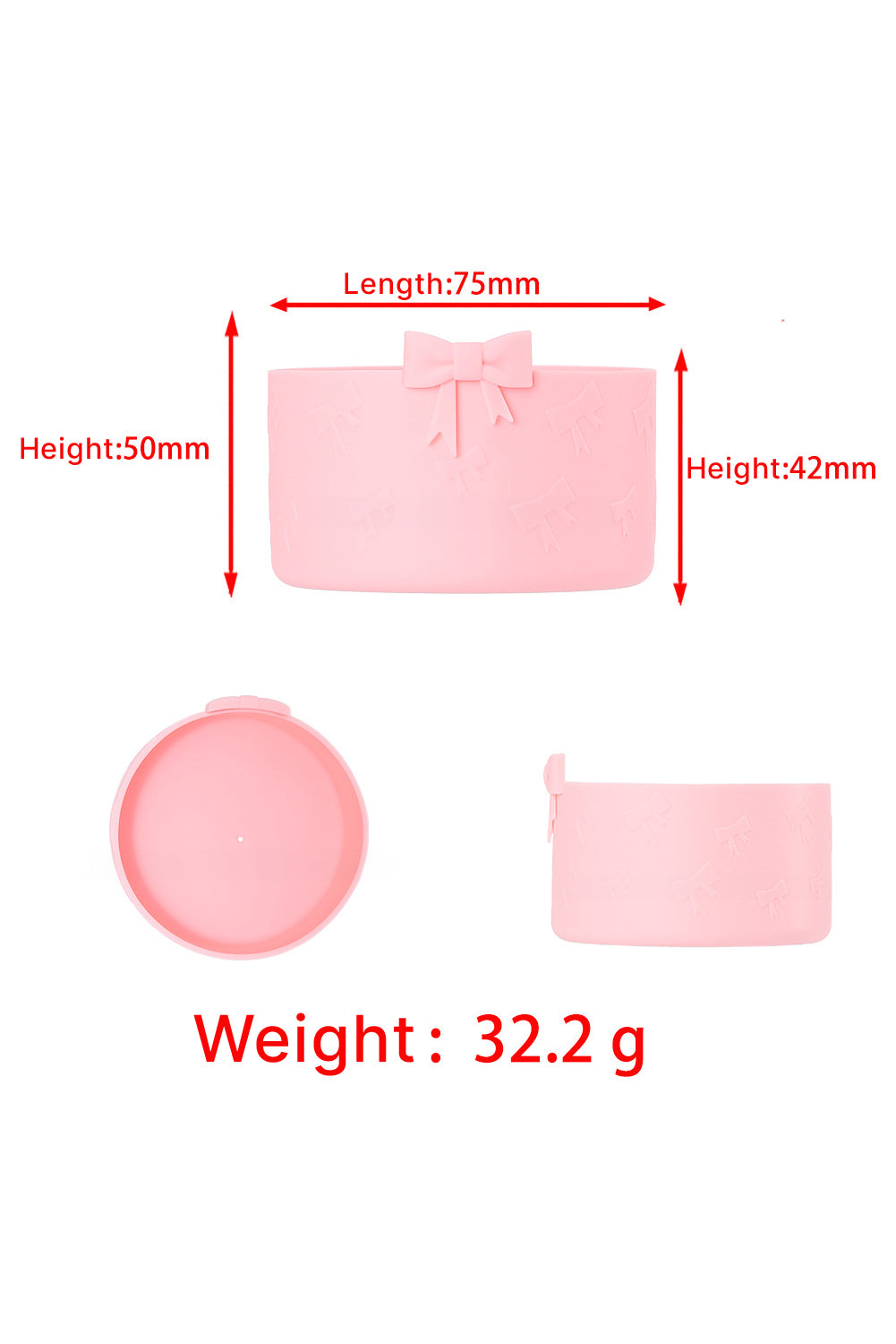 Pink Bowknot Decor Food Grade Silicone Cup Sleeve