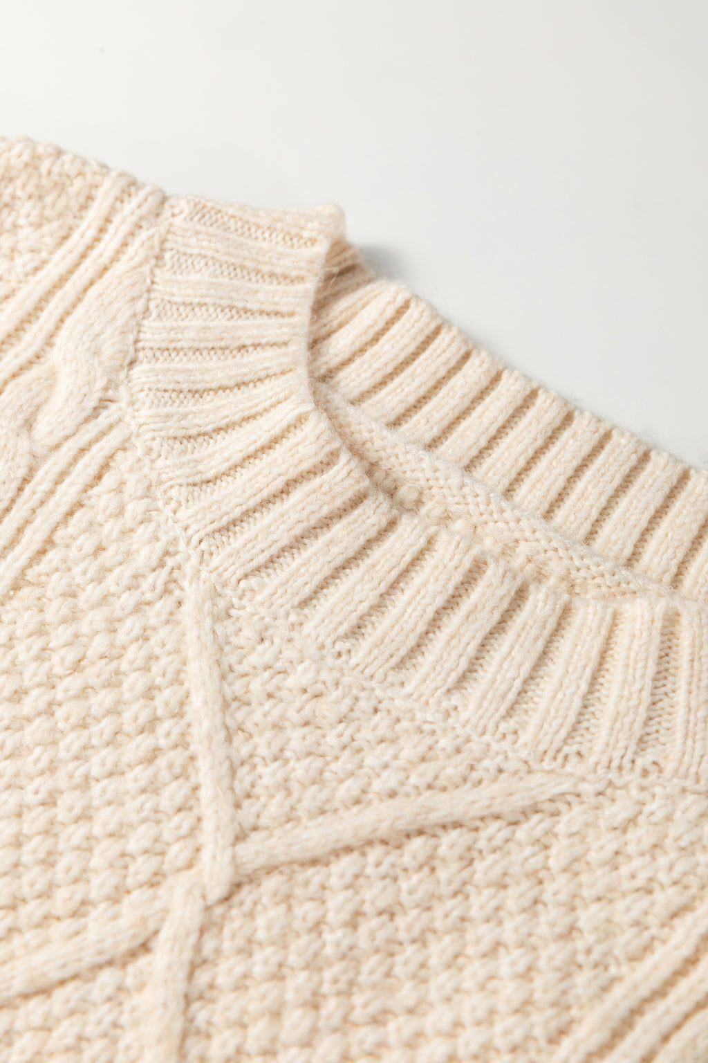 Parchment Cable Knit Drop Shoulder Loose Fit Sweater Dress