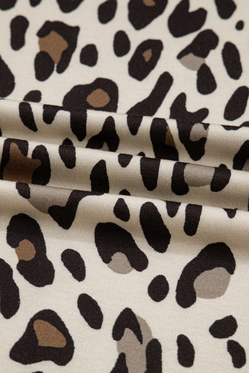 Khaki Exposed Seam Patched Pocket Plus Size Drawstring Leopard Wide Leg Pants
