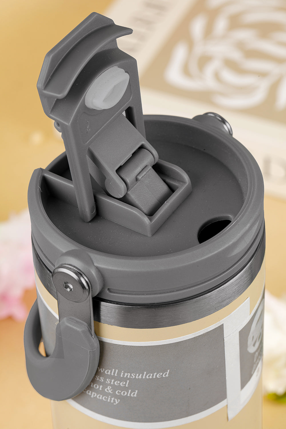 Peach Blossom Minimalist Insulated Vacuum Cup with Handle 30oz
