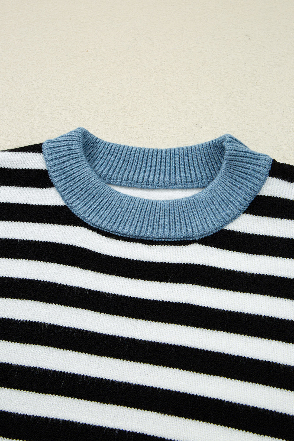 Gray Striped Panels Colorblock Sleeve Chic Sweater