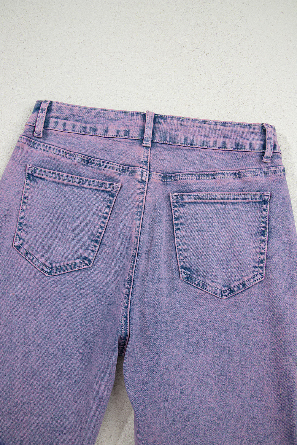 Orchid Petal Vintage Wash Frayed Hem Ankle-length Jeans