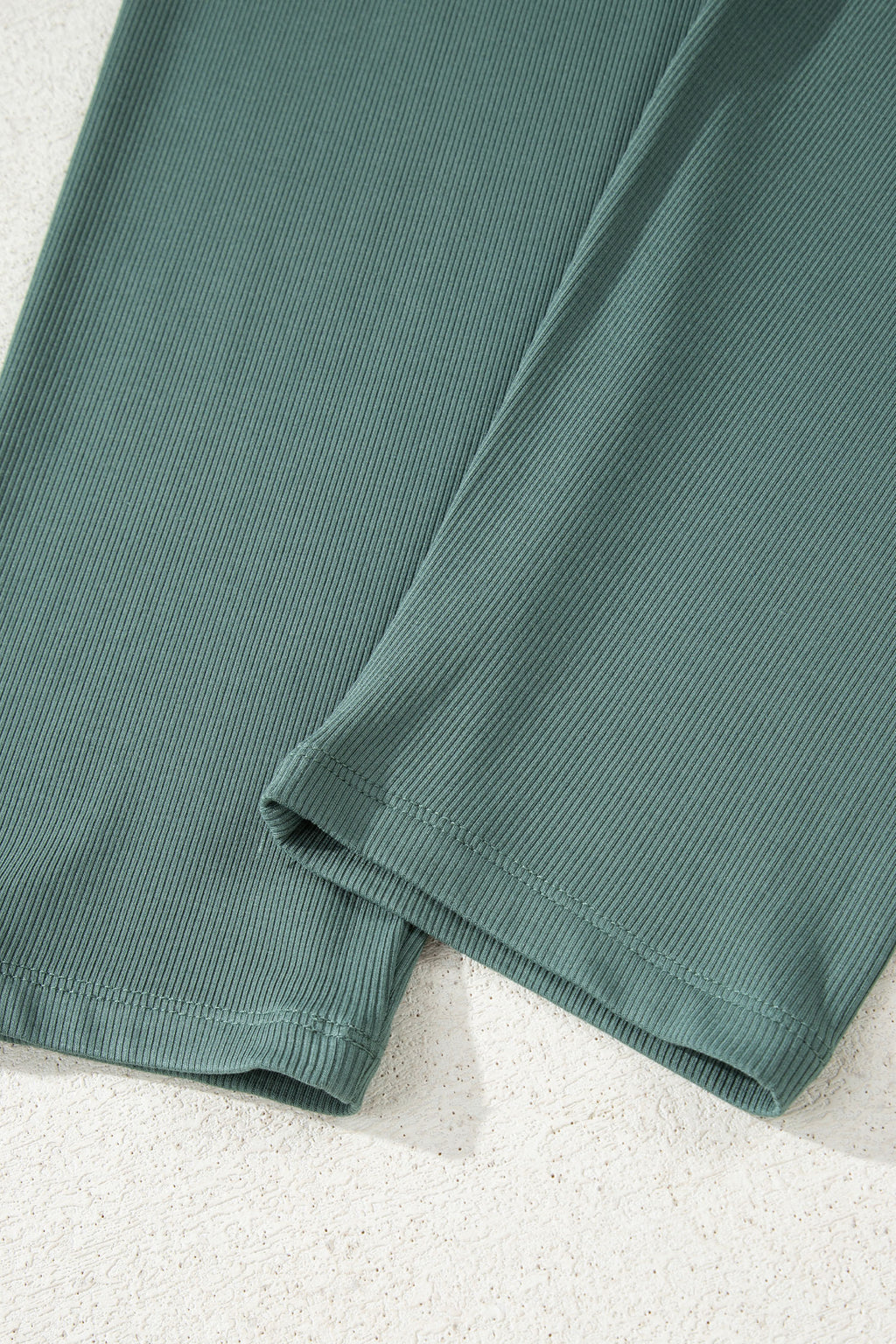 Black Solid Color Oversize Slit Sweatshirt Ribbed Leggings 2pcs Set