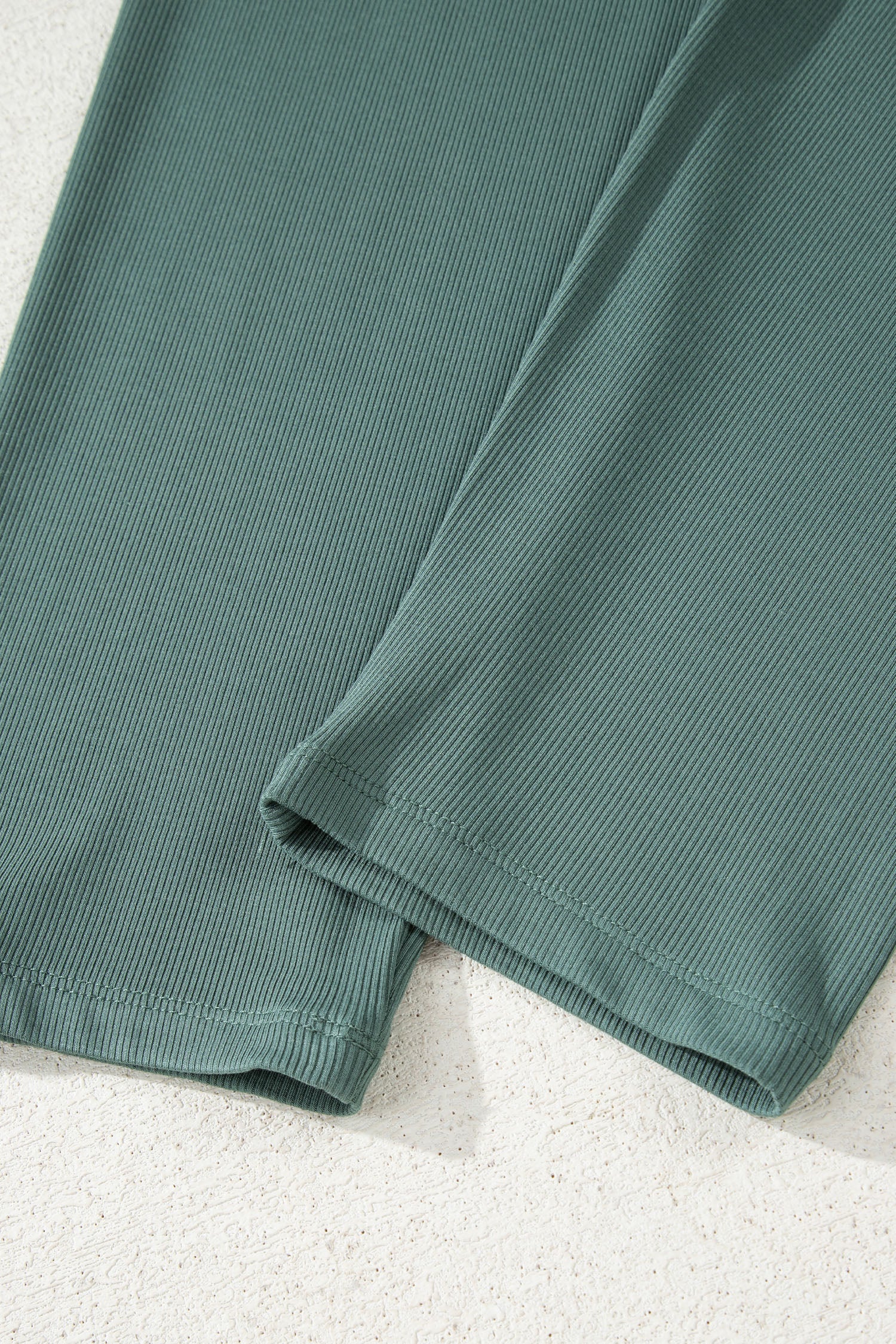 Black Solid Color Oversize Slit Sweatshirt Ribbed Leggings 2pcs Set