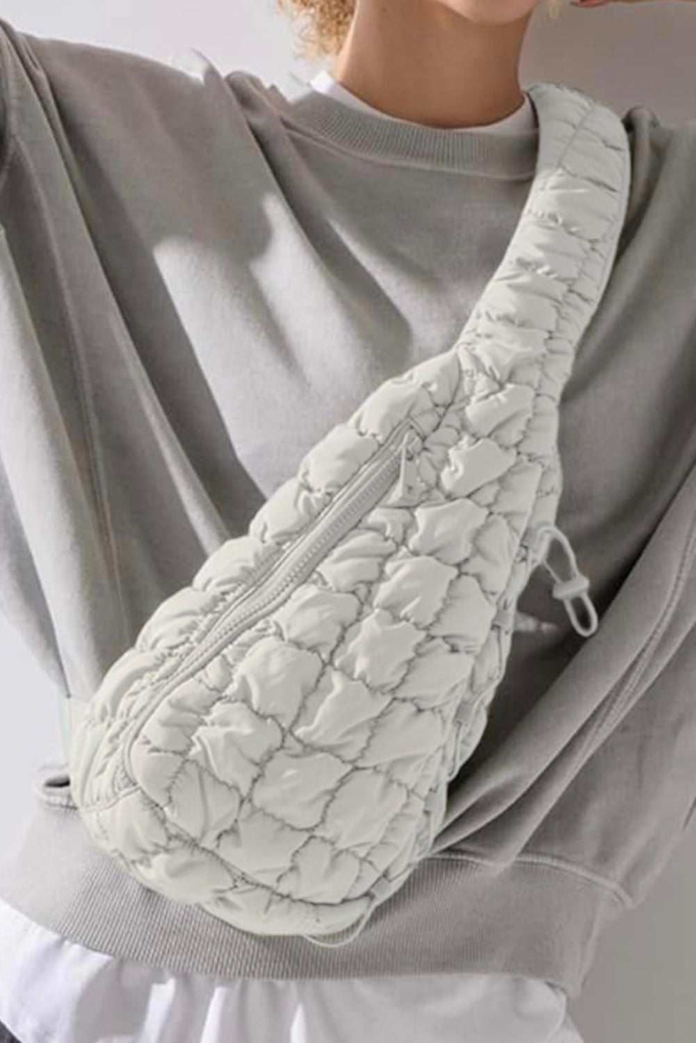 Wisteria Marshmallow Quilted Drawstring Decor Sling Bag