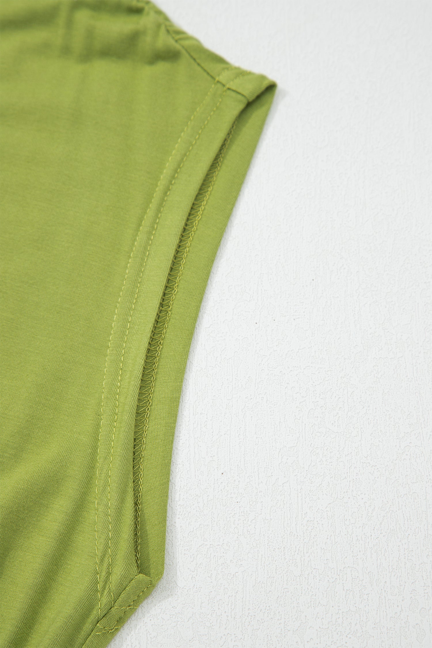 Fern Green Solid V Neck Cap Sleeve Tunic Elastic Waist Versatile Maxi Dress