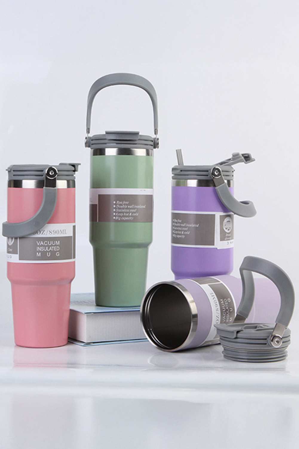 Peach Blossom Minimalist Insulated Vacuum Cup with Handle 30oz
