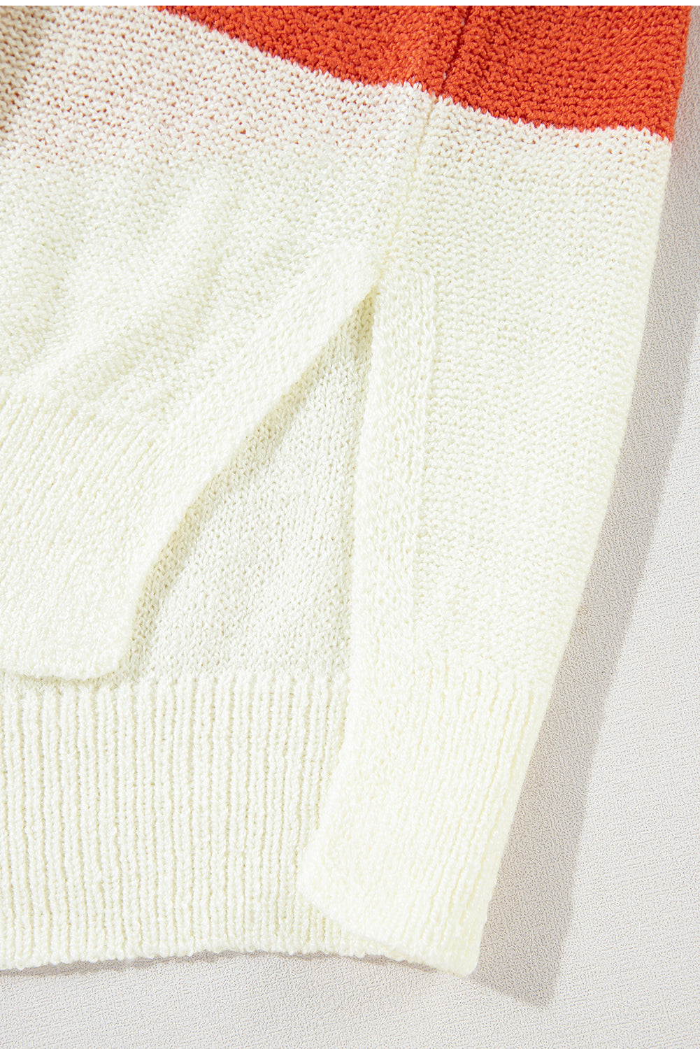 Green Stripe Loose Color Block Drop Shoulder Bubble Sleeve Sweater