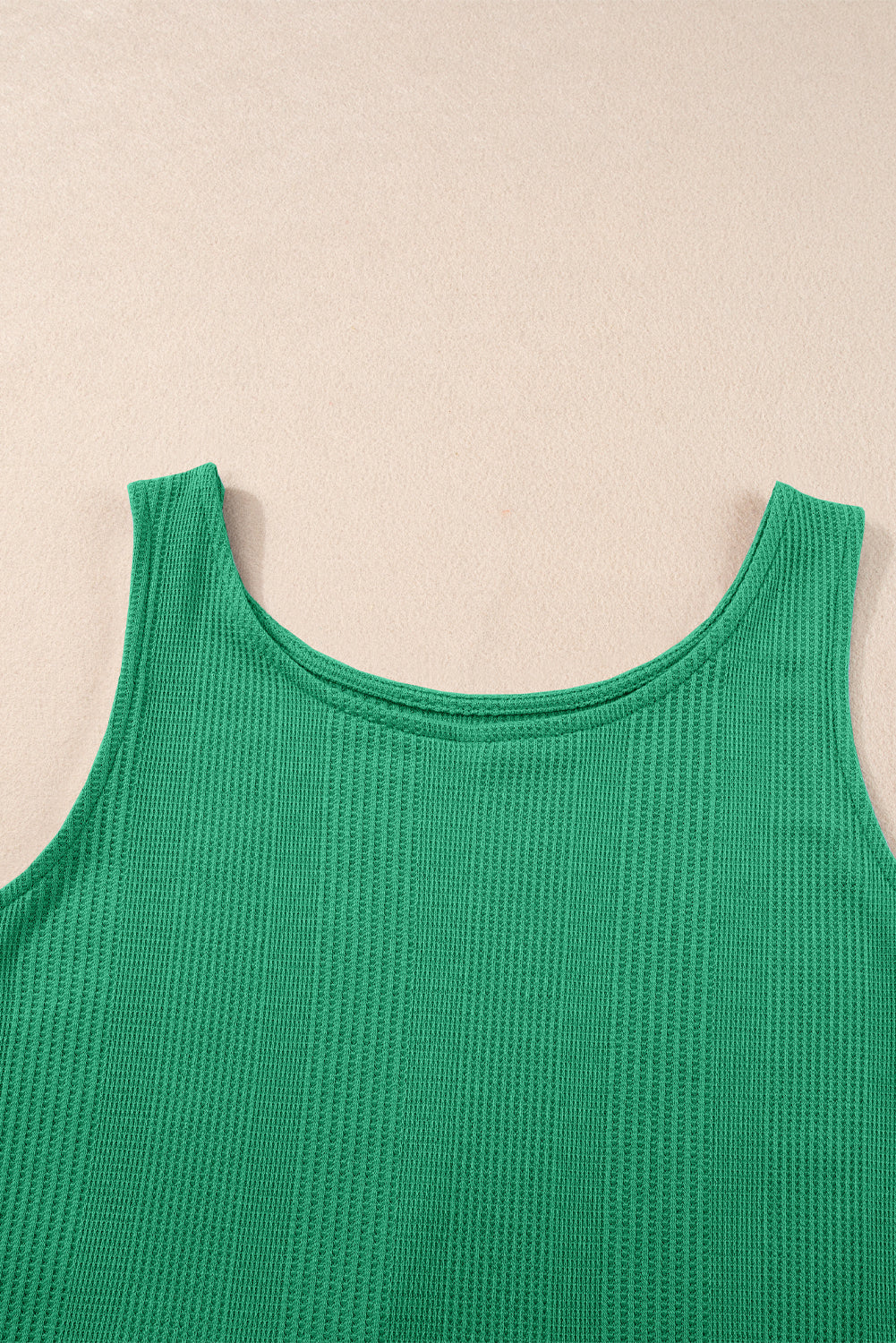 Beau Blue Solid Color Ribbed Ruffle Tank Top and Pants Set