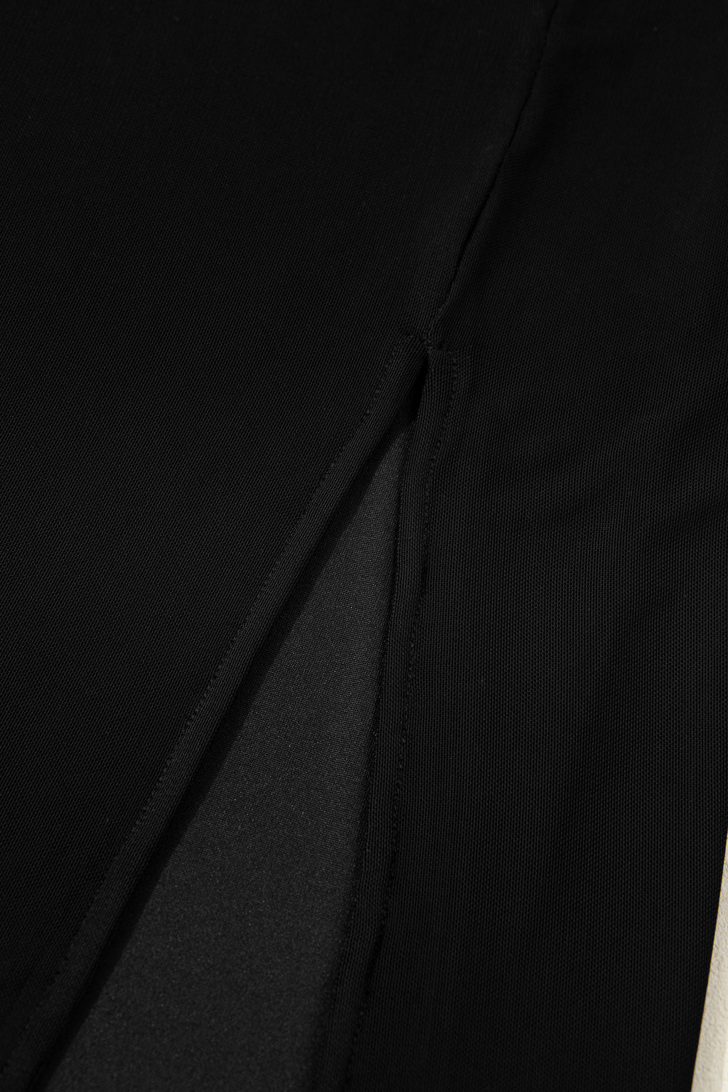 Black Sheer Mesh Long Sleeve Twisted Knot Side Slit Midi Dress