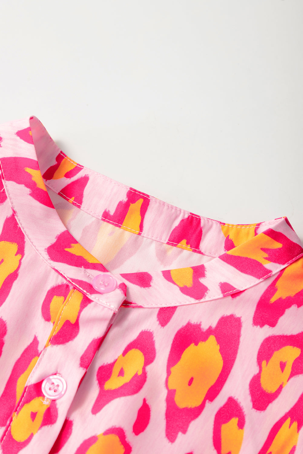 Oversized Leopard Print Balloon Sleeve Casual Shirt