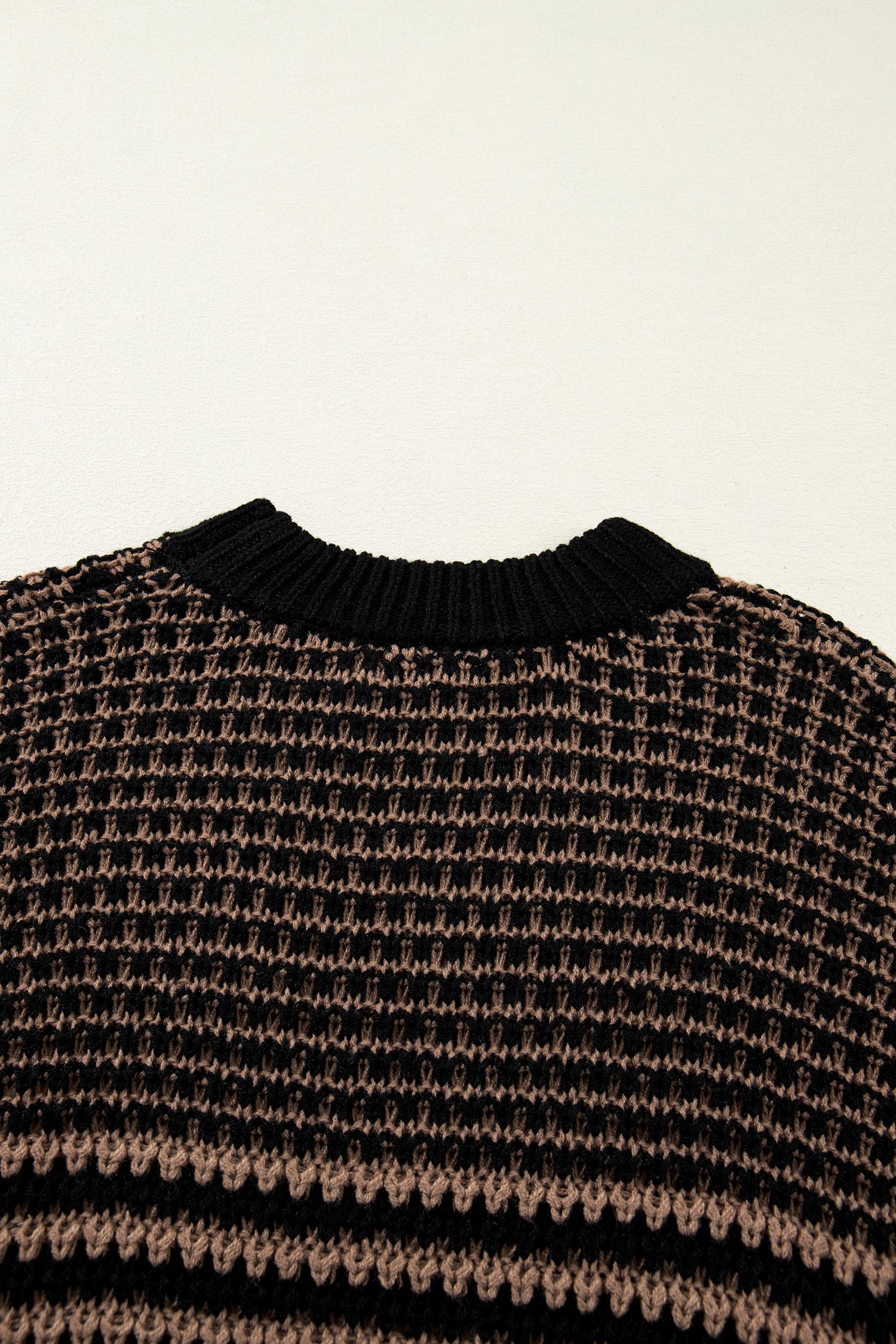 Black Stripe 3/4 Draped Sleeve Slouchy Sweater
