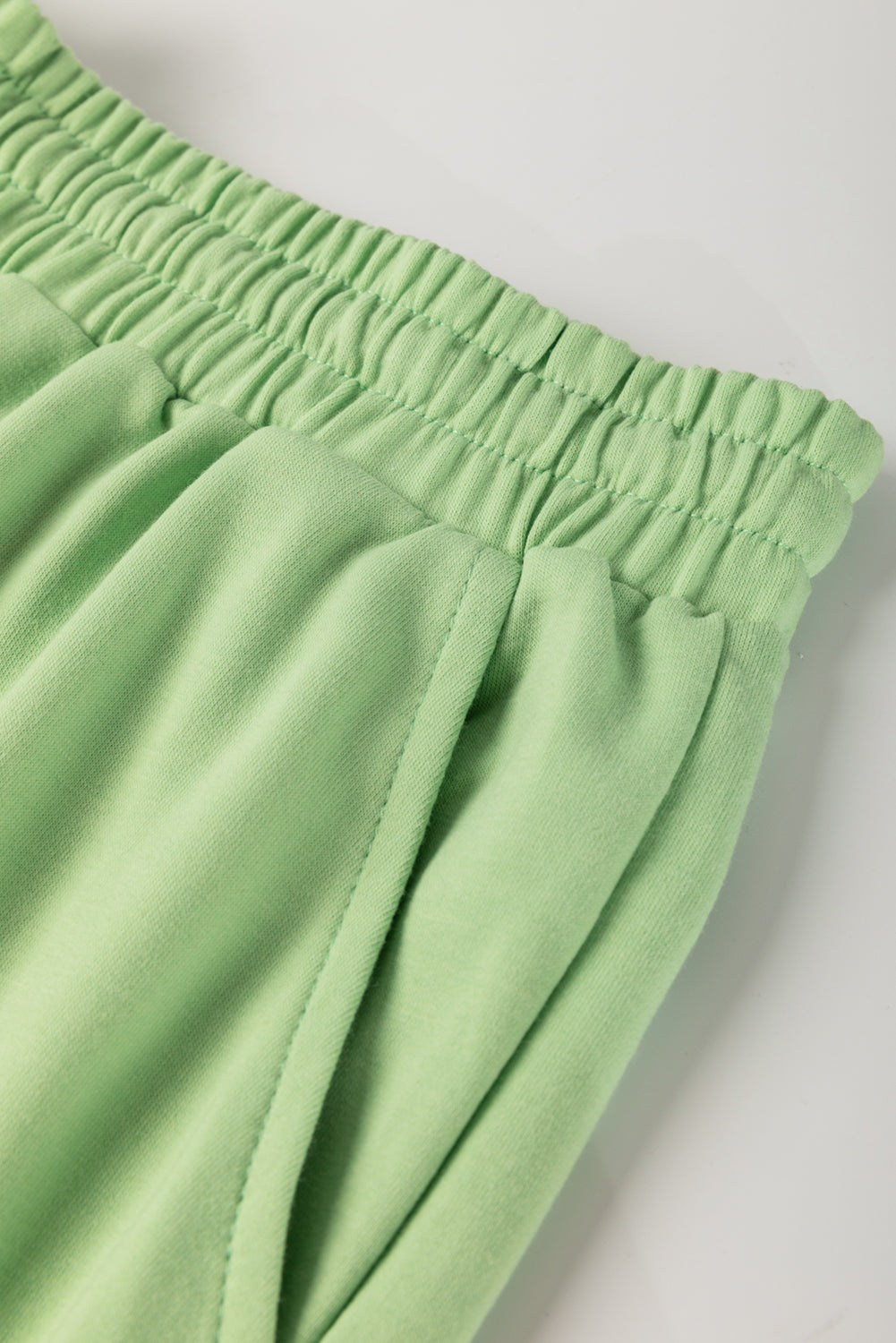 Meadow Mist Green Solid Loose V Neck Half Sleeve Tee and Shorts