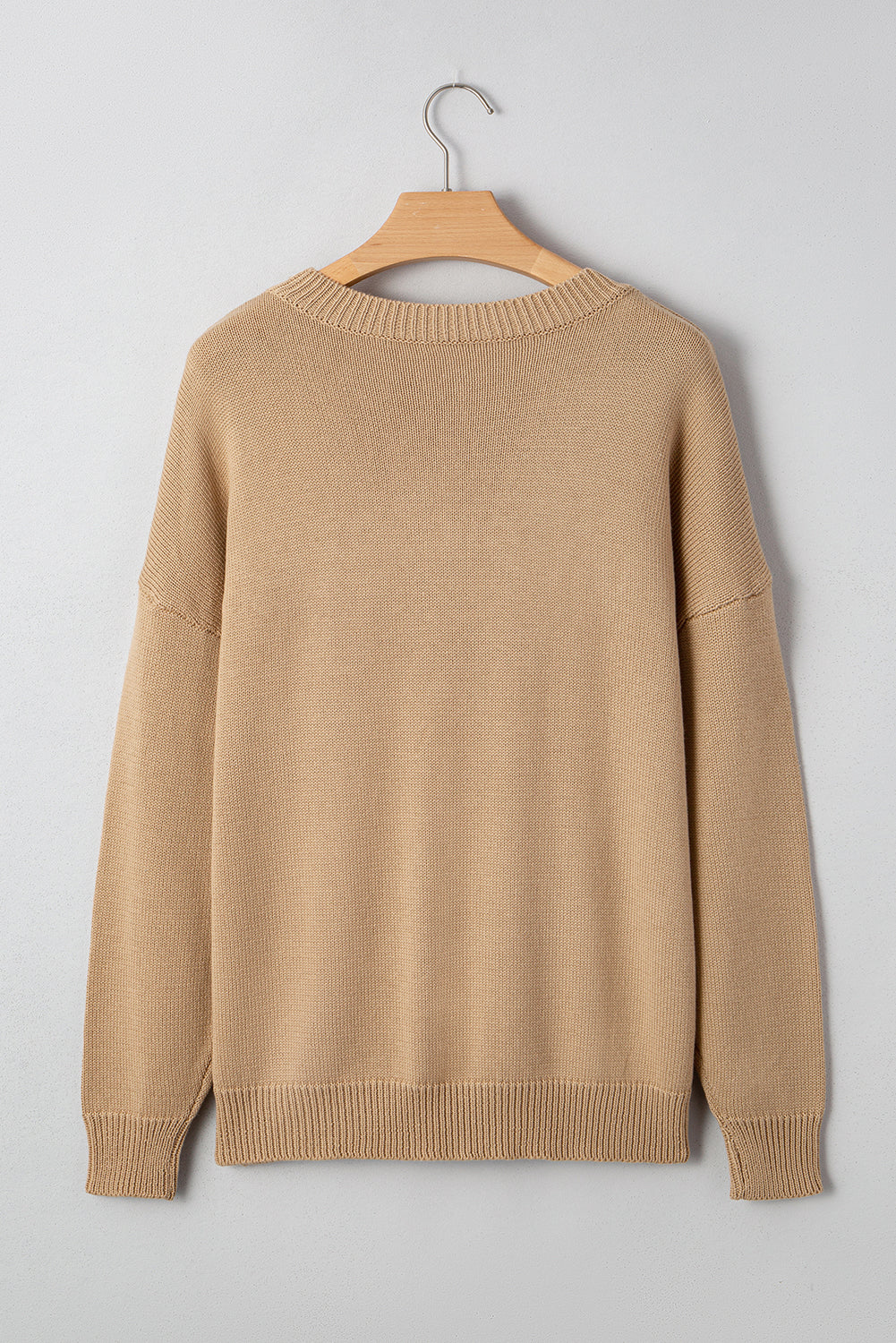Smoke Gray Merry Colorful Dot Detail Christmas Drop Shoulder Sweater