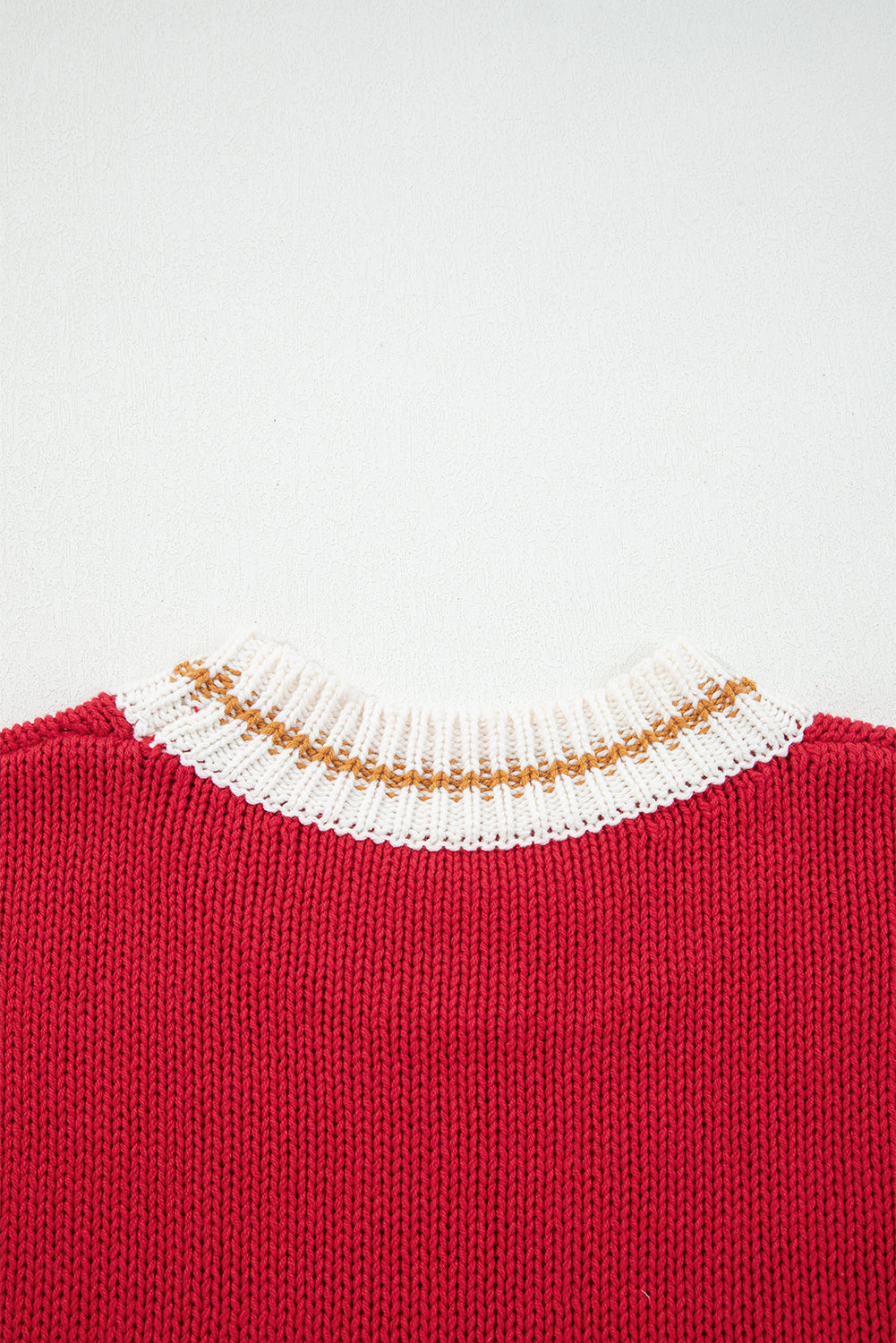 Fiery Red MERRY Color Block Edge Drop Shoulder Cozy Sweater