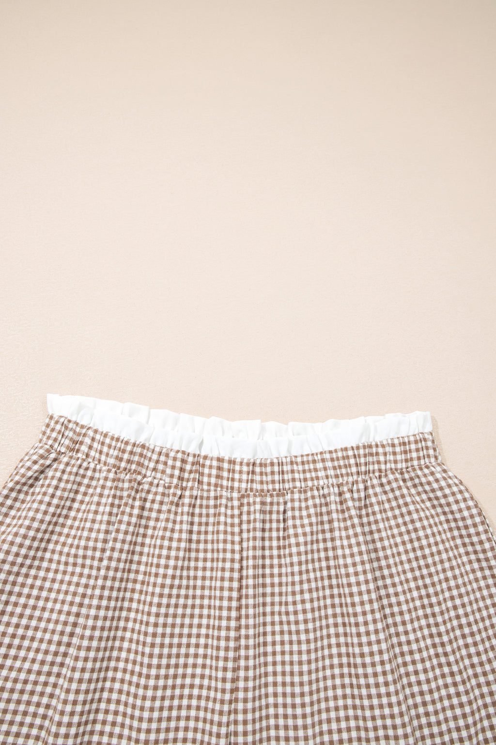 Red Contrast Trim Plaid Print Plus Size Shorts