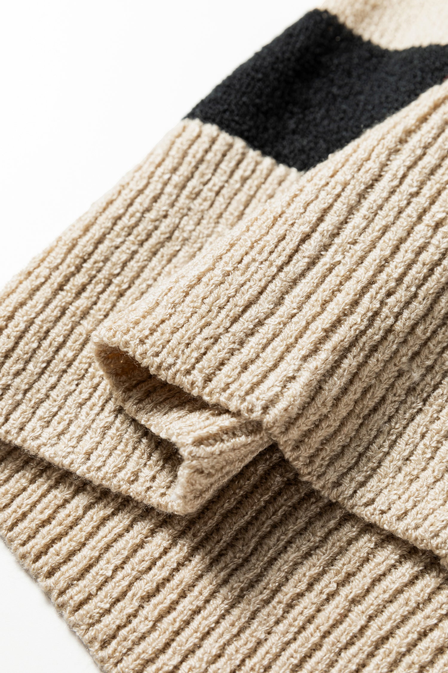 Brown Stripe Drop Shoulder Sleeve Patchwork Baggy Sweater
