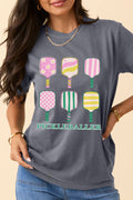 Gray PICKLEBALLER Playful Bats Printed Casual T Shirt