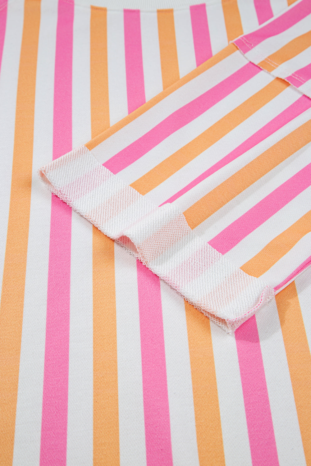 Pink Stripe Drop Shoulder Half Sleeve Loose Tee and Shorts Casual Set