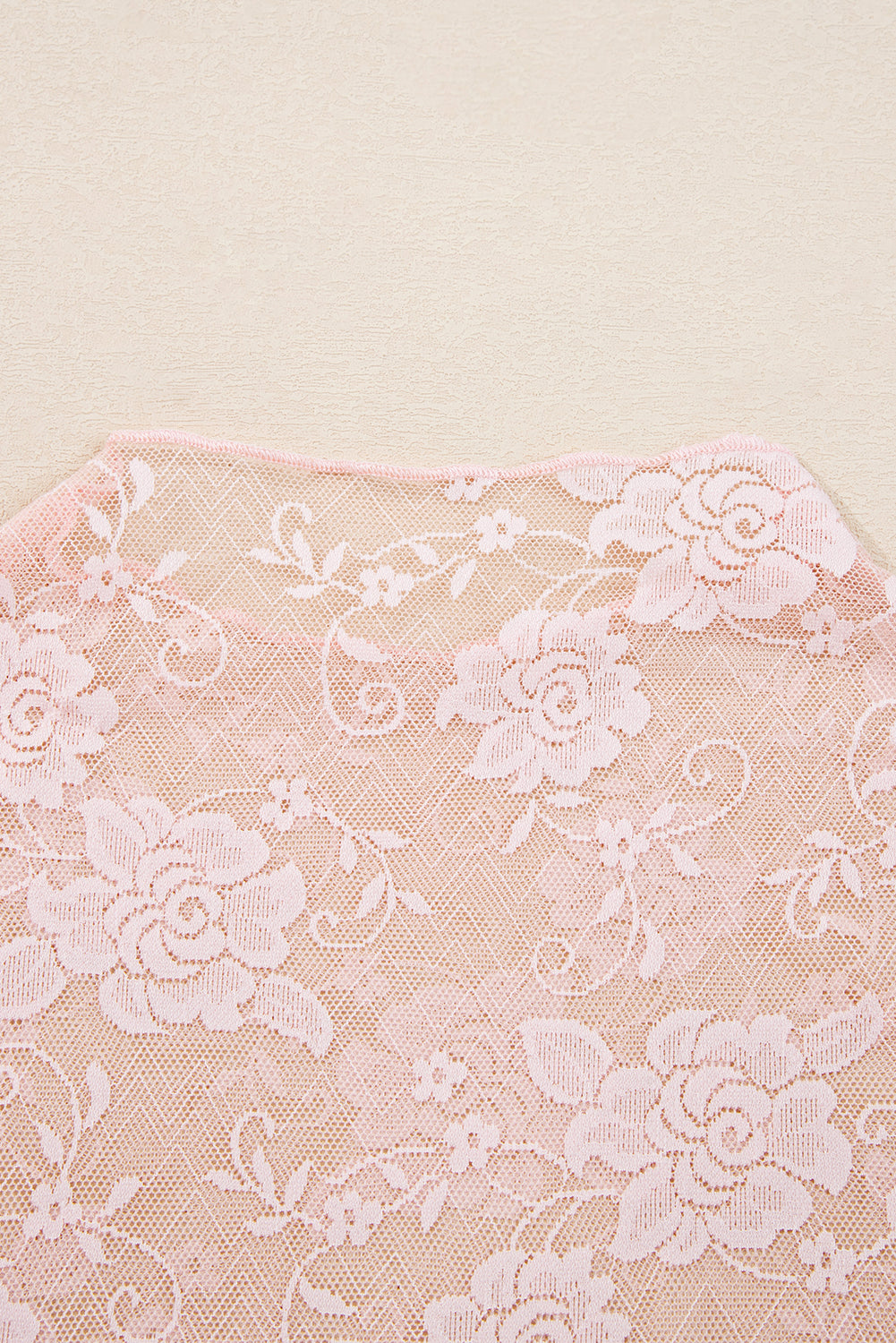 Black Floral Lace Mesh Short Sleeve Sheer Top