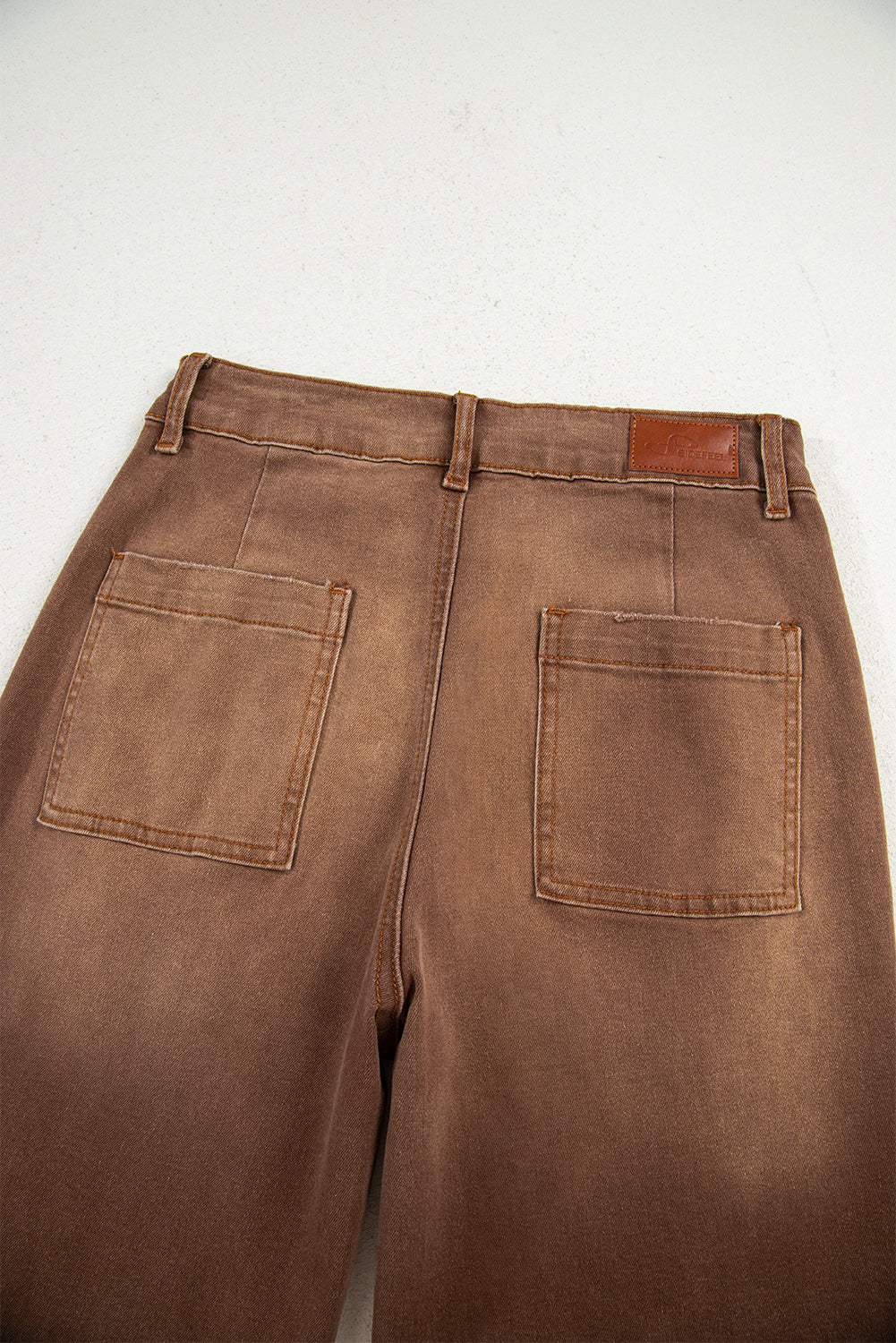 Brown Mimimalist Patch Pocket Womens Shift Jeans