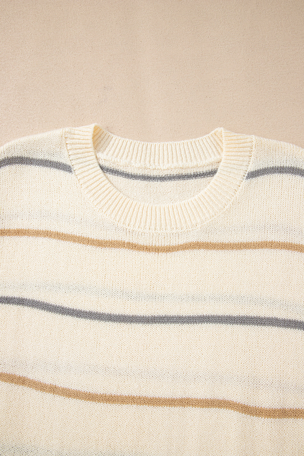 Multicolour Striped Buttoned Front V Neck Drop Shoulder Cardigan Sweater