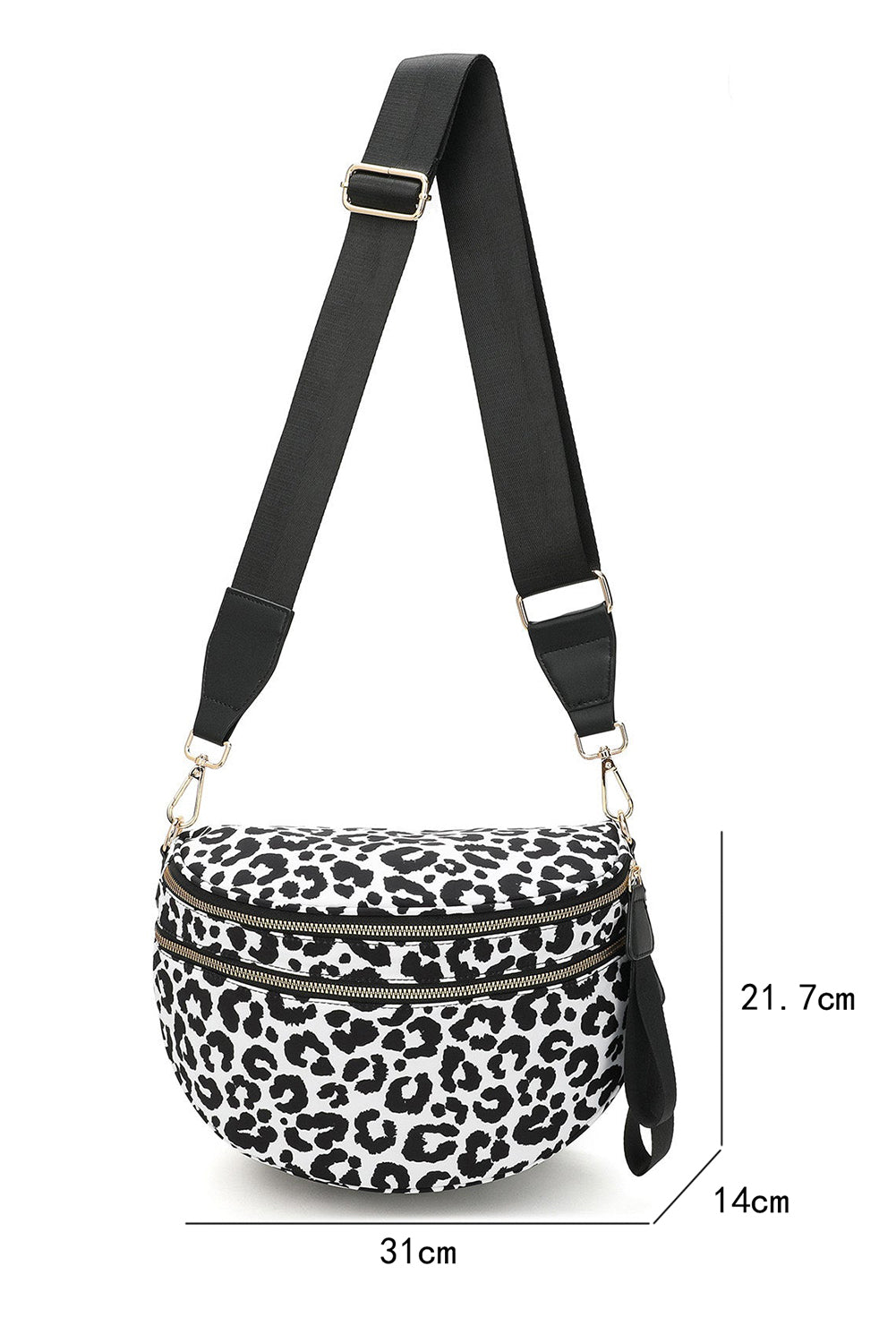 Jungle Green Double Zip Crescent Shape Adjustable Sling Bag