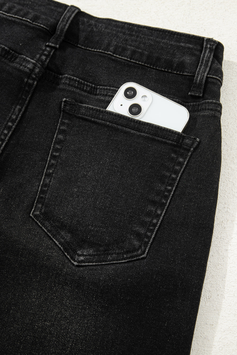 Gray Raw Hem Straight Leg Loose High Waist Jeans