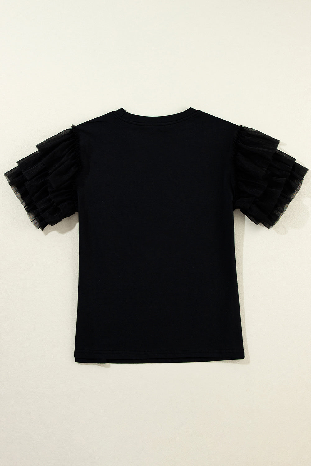 Dark Green Tulle Ruffle Sleeve Blouse