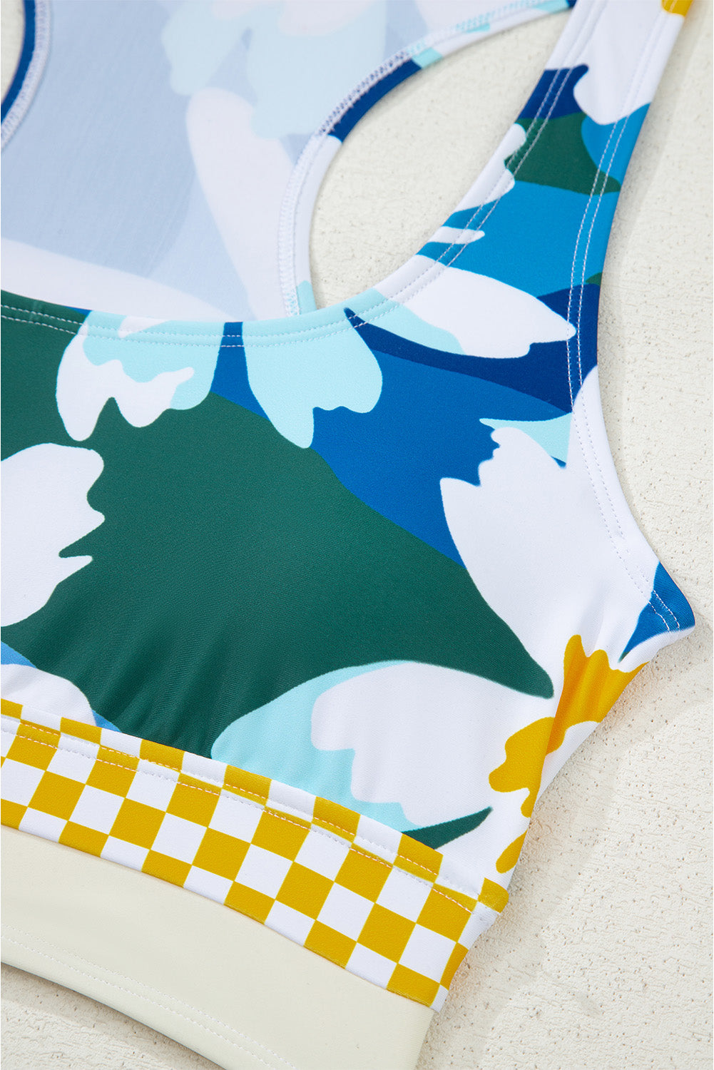 Dearlove Green Floral Print Racerback Cutout High Waist 2pcs Bikini